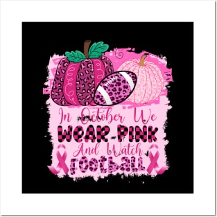 Leopard Football Pink Ribbon Breast Cancer Awareness Support Posters and Art